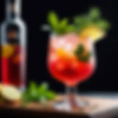 The Art of Crafting Stunning Cocktails A vibrant cocktail being garnished with fresh herbs