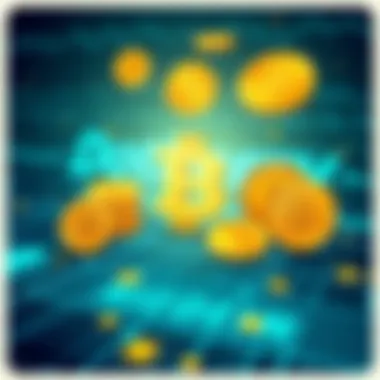 Cryptocurrency symbols with a domain name backdrop