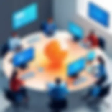 Collaboration in Small Teams Illustration depicting collaboration within a small team.