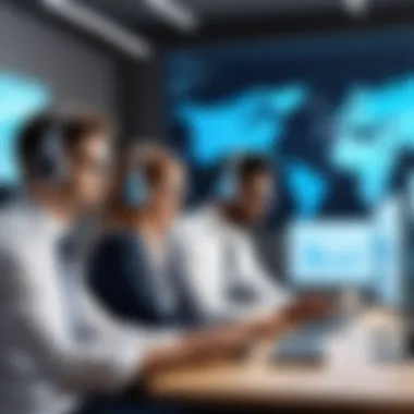 Virtual Team Communication Illustration of team communication in a virtual environment
