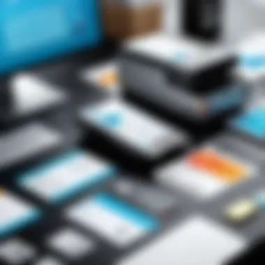 ID Card Printing Workspace A well-organized workspace with ID card printing tools and materials