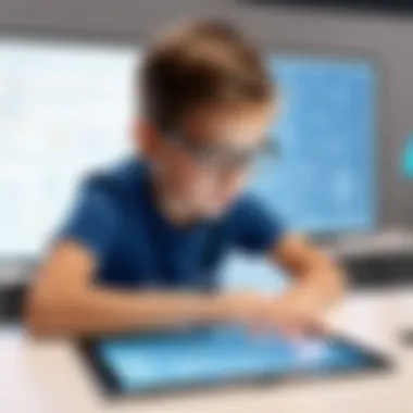 A child using a tablet, immersed in a math-learning session with Splash Math