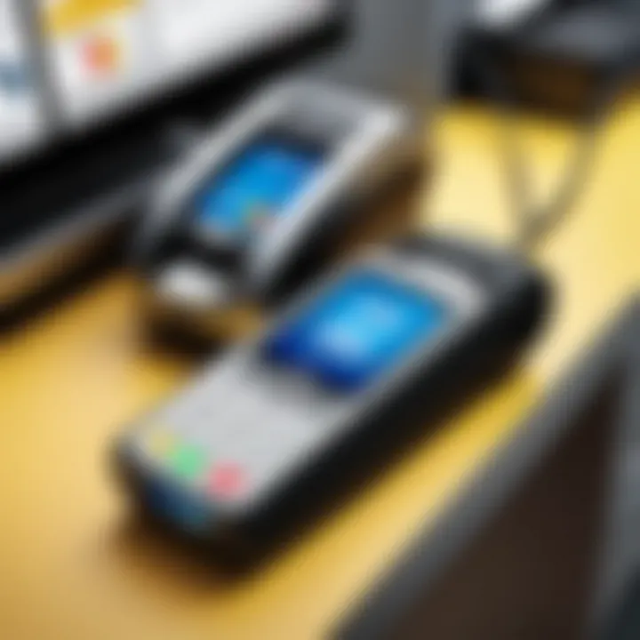 Illustration of the Square D credit card reader in a retail environment.