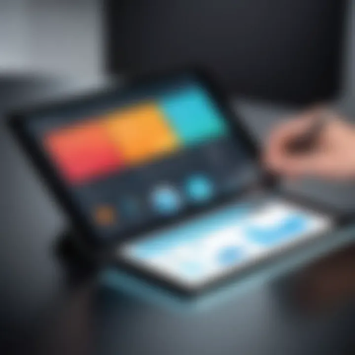 A sleek tablet displaying a cutting-edge presentation application in action