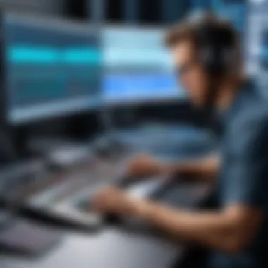 An audio editor working on a digital audio workstation (DAW)