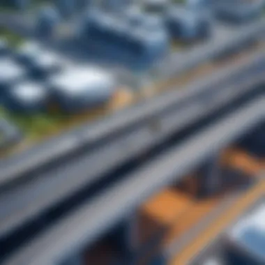 Simulation software displaying 3D models of infrastructure