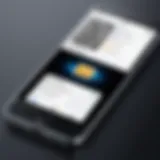 A sleek iPhone displaying a business card scanning app interface.